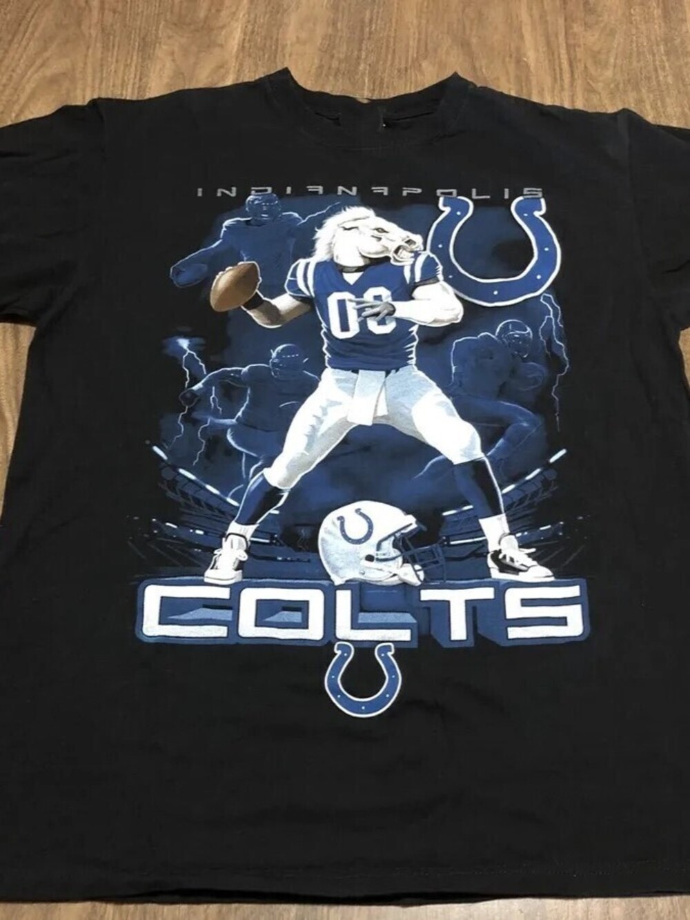 Indianapolis Colts Football Throw Lightning Large T Shirt